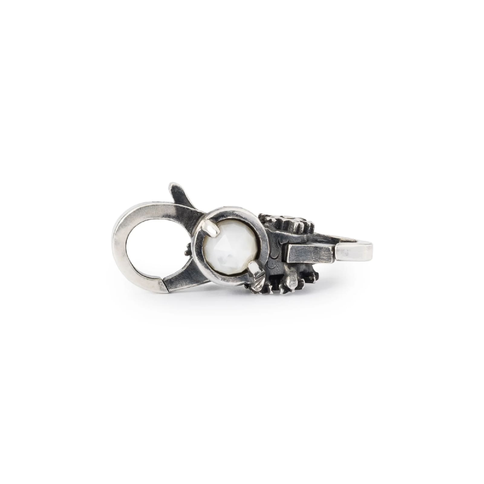 Chiusura moschettone Trollbeads con perla delle nevi MISURA UNICA
