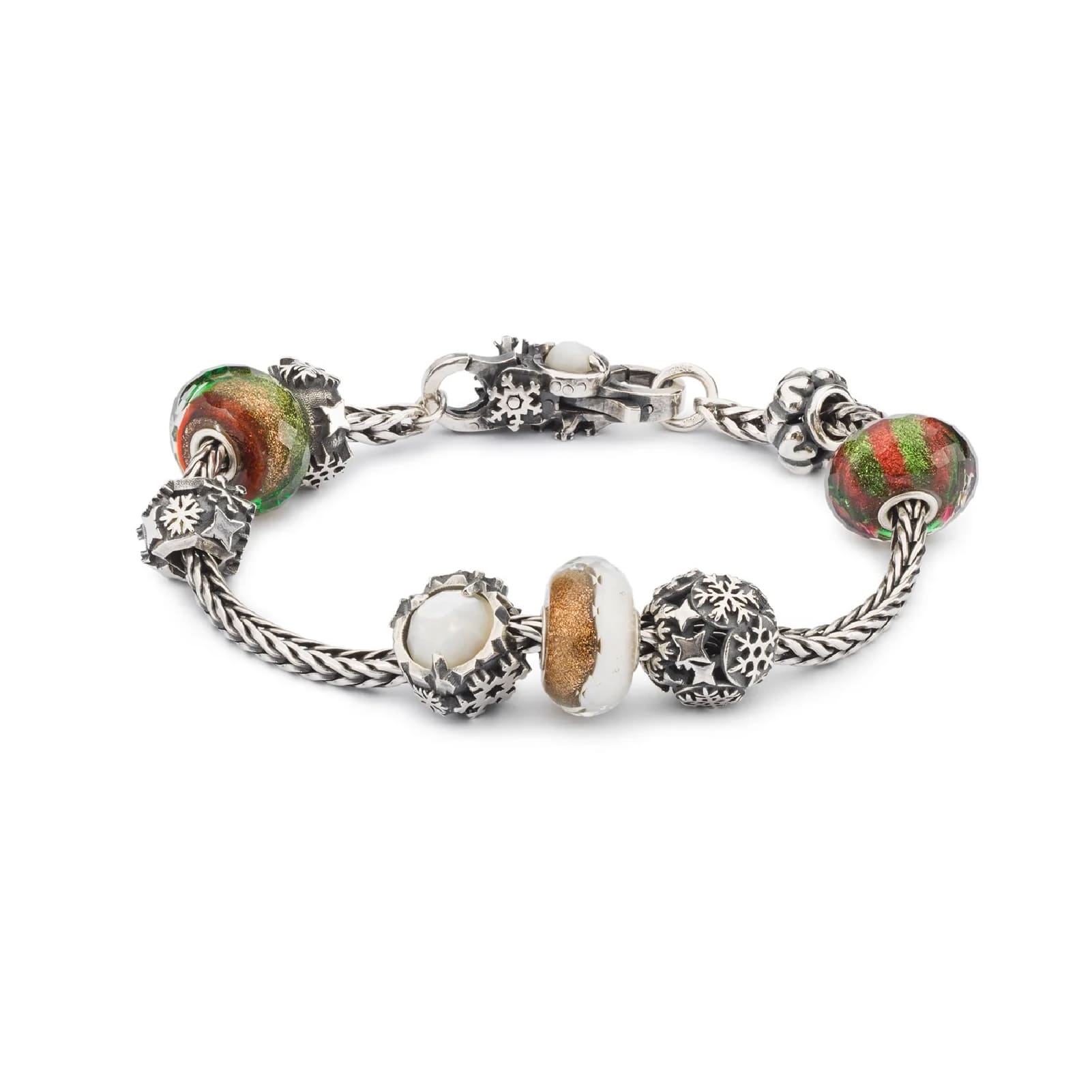 Chiusura moschettone Trollbeads con perla delle nevi MISURA UNICA