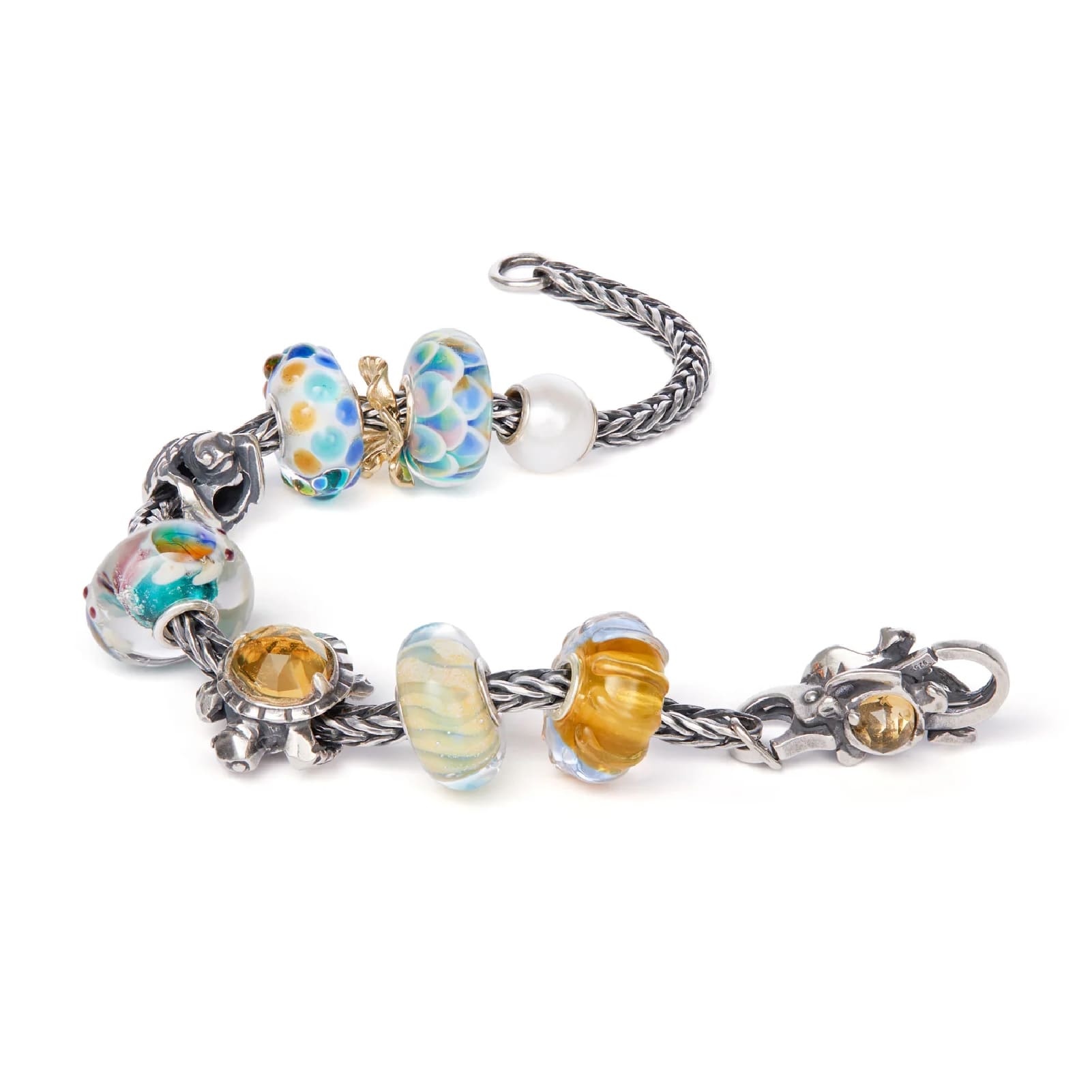 Chiusura moschettone Trollbeads con tartaruga e quarzo MISURA UNICA