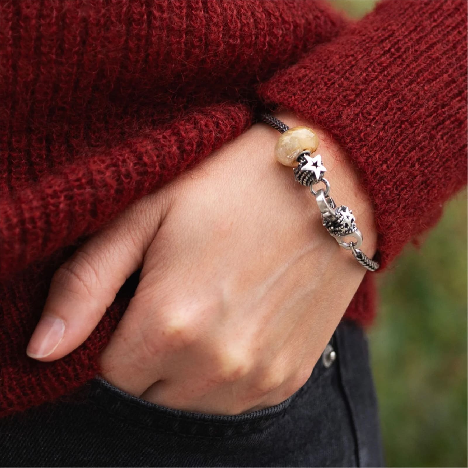 Chiusura moschettone Trollbeads argento con stella MISURA UNICA