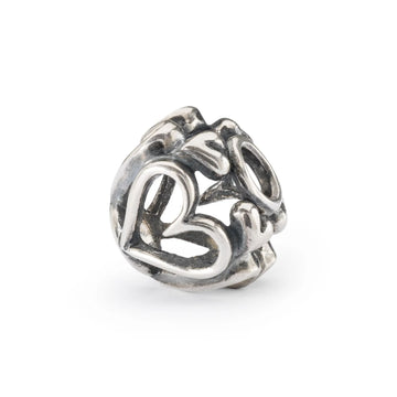 Beads da donna Trollbeads in argento intarsiato con cuori MISURA UNICA