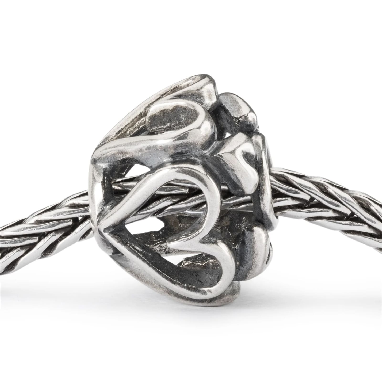 Beads da donna Trollbeads in argento intarsiato con cuori MISURA UNICA