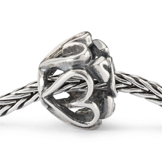 Beads da donna Trollbeads in argento intarsiato con cuori MISURA UNICA