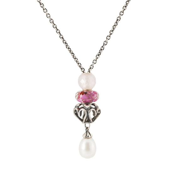 Beads da donna Trollbeads in argento intarsiato con cuori MISURA UNICA