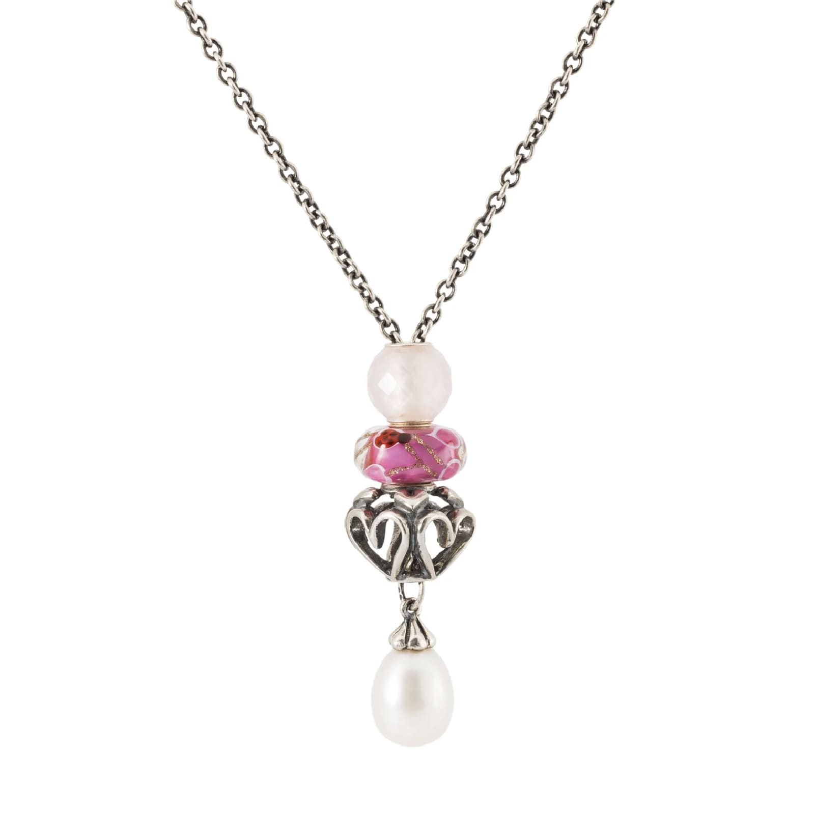 Beads da donna Trollbeads in argento intarsiato con cuori MISURA UNICA
