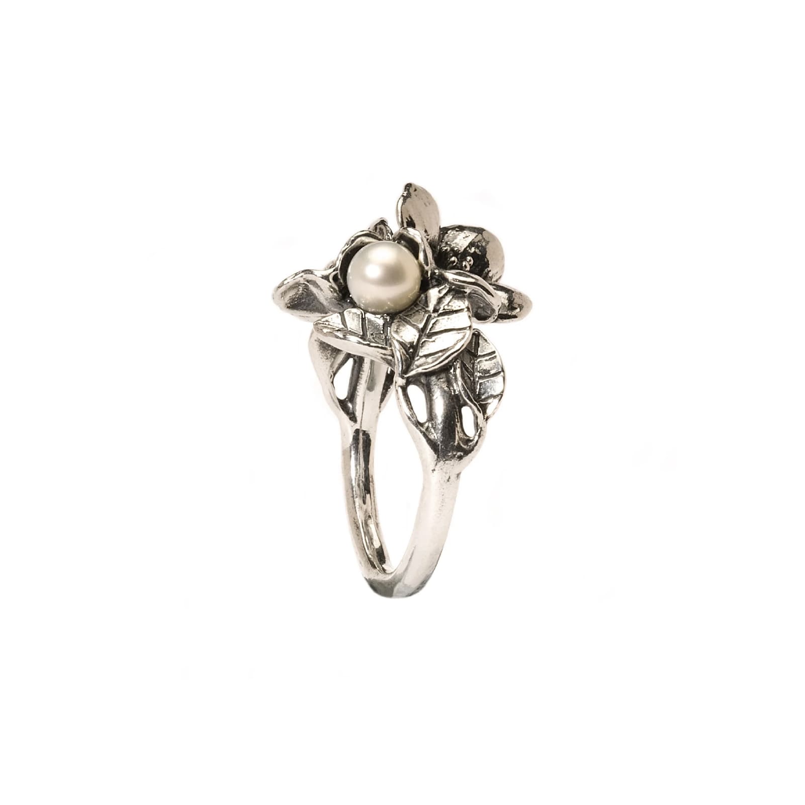 Anello Trollbeads in argento con perla e biancospino 11