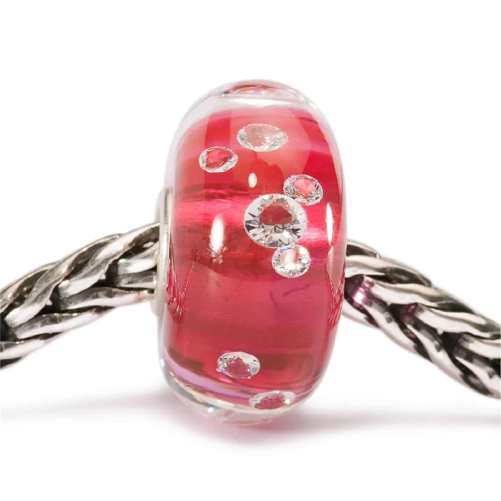 Beads colore rosa Trollbeads in argento con 13 zirconi MISURA UNICA