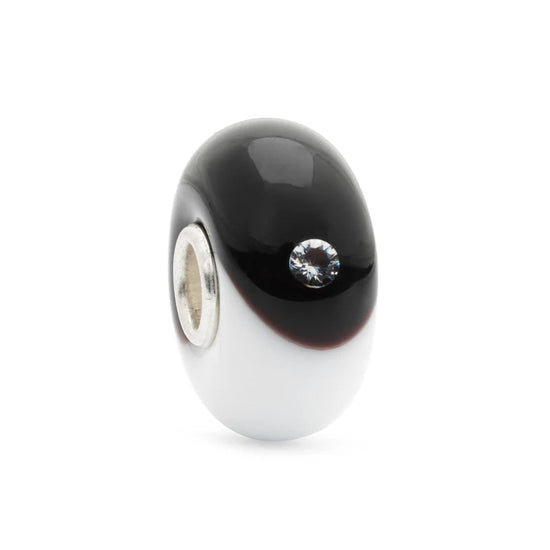 Beads vetro colore bianco e nero Trollbeads in argento MISURA UNICA