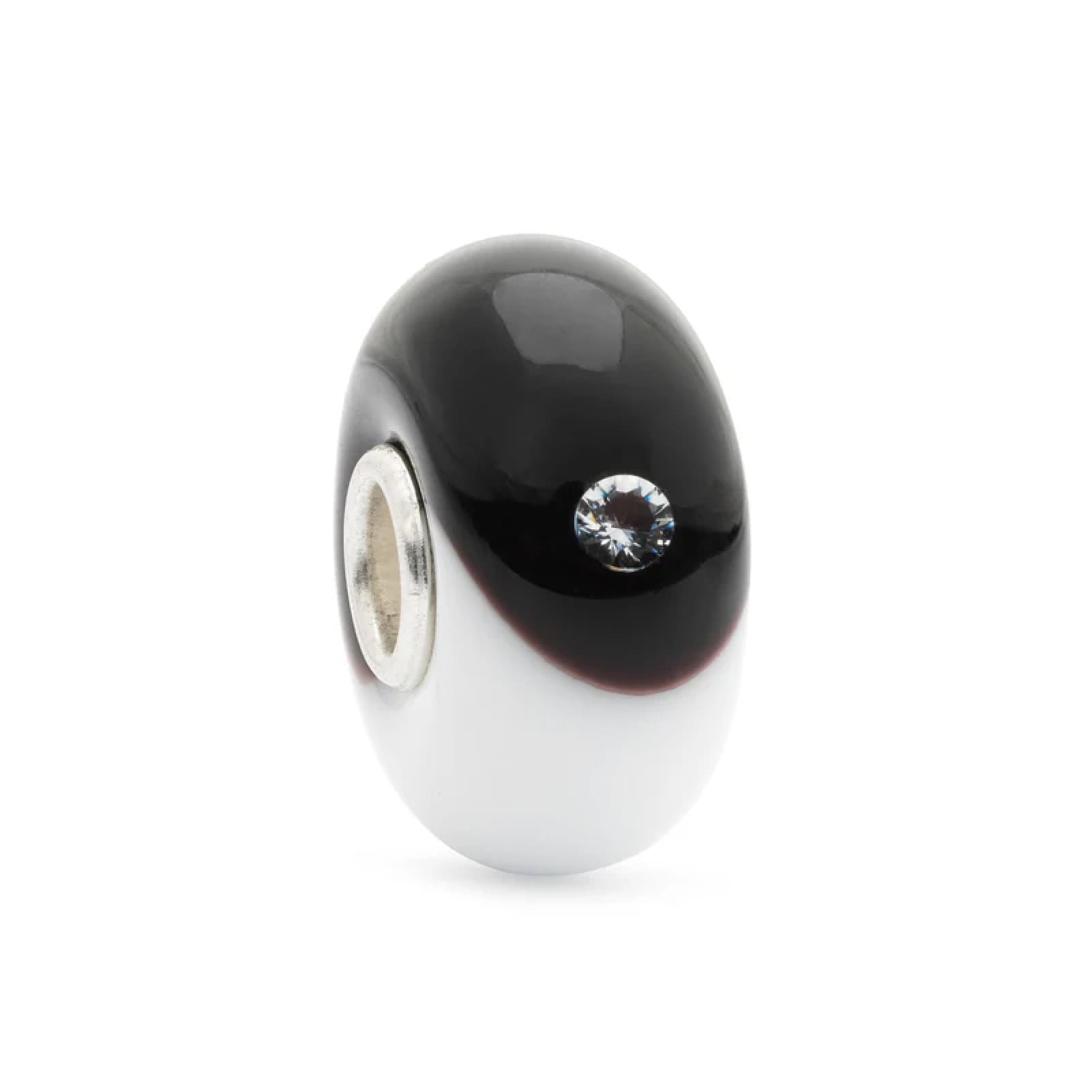 Beads vetro colore bianco e nero Trollbeads in argento MISURA UNICA