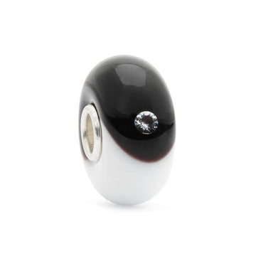 Beads vetro colore bianco e nero Trollbeads in argento MISURA UNICA