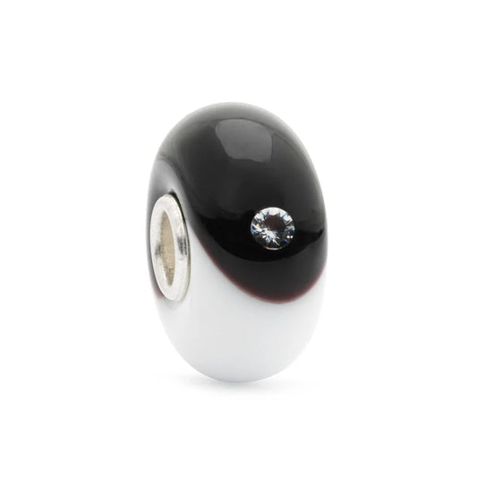 Beads vetro colore bianco e nero Trollbeads in argento MISURA UNICA