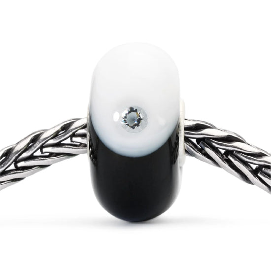 Beads vetro colore bianco e nero Trollbeads in argento MISURA UNICA