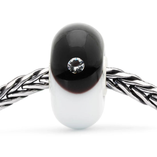 Beads vetro colore bianco e nero Trollbeads in argento MISURA UNICA