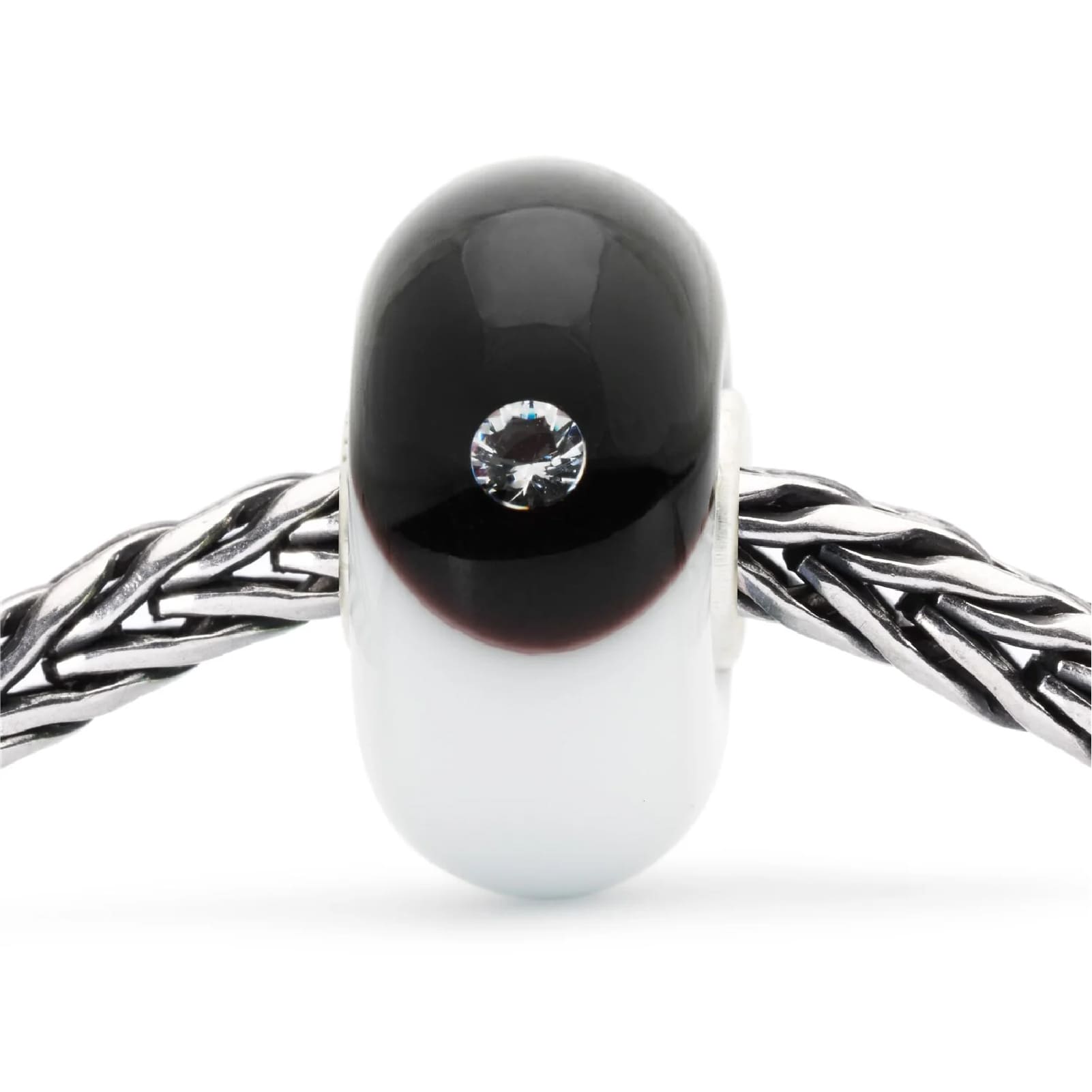 Beads vetro colore bianco e nero Trollbeads in argento MISURA UNICA