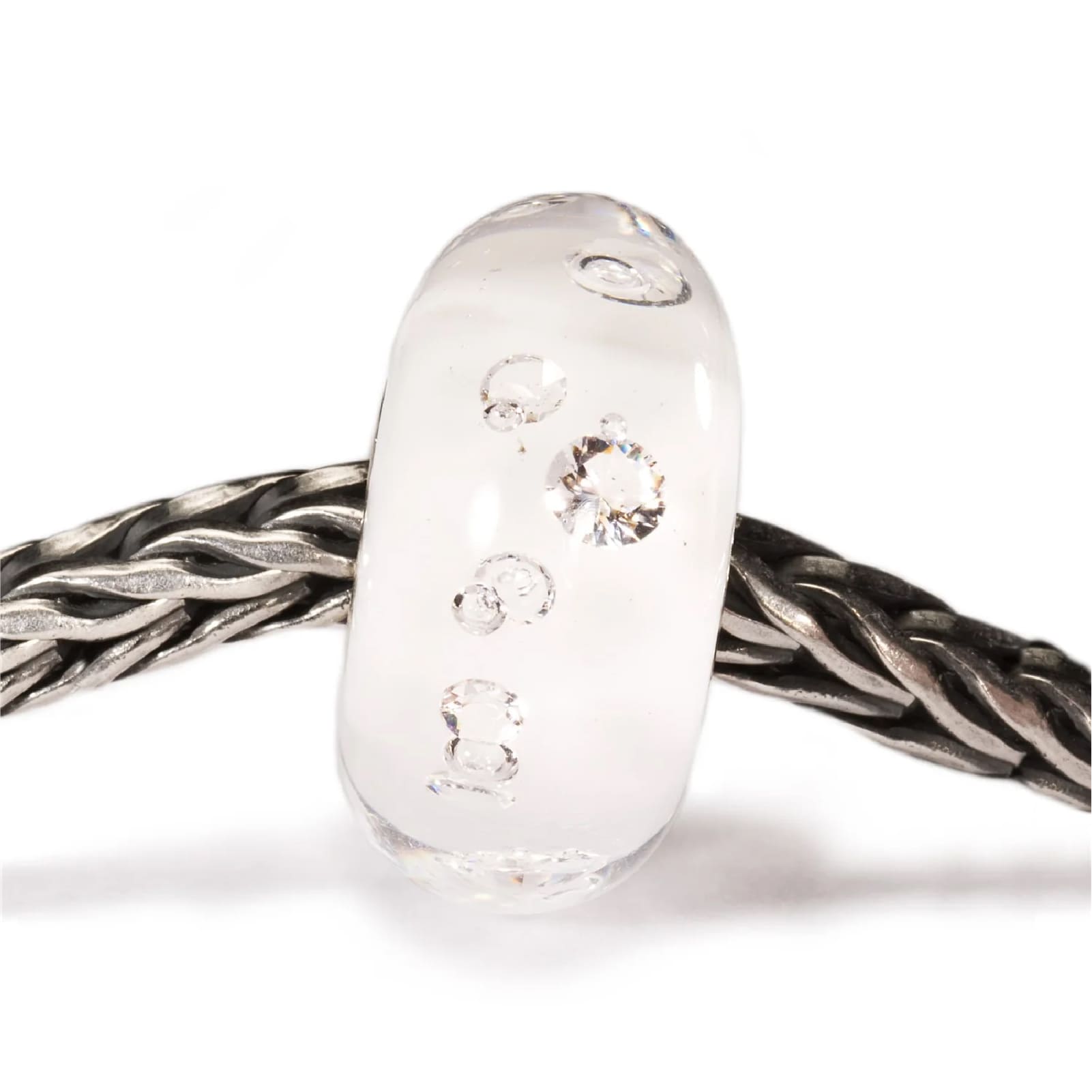 Beads colore bianco Trollbeads in argento con 13 zirconi MISURA UNICA