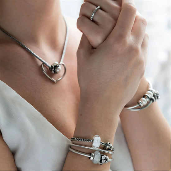 Beads colore bianco Trollbeads in argento con 13 zirconi MISURA UNICA