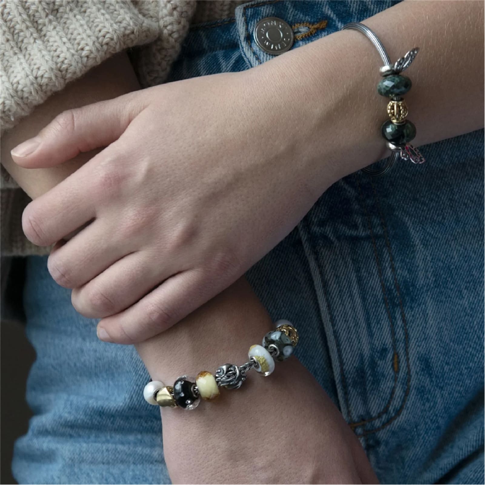 Beads colore scuro Trollbeads in argento con 13 zirconi MISURA UNICA