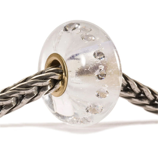 Beads colore bianco Trollbeads in oro 18kt con 13 zirconi MISURA UNICA