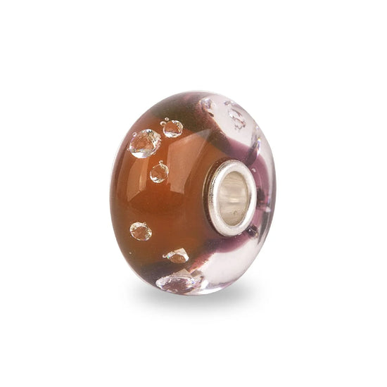 Beads color cacao Trollbeads in argento con 13 zirconi MISURA UNICA