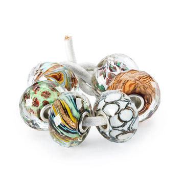 Set Trollbeads di 6 Beads in vetro colorato connessioni MISURA UNICA