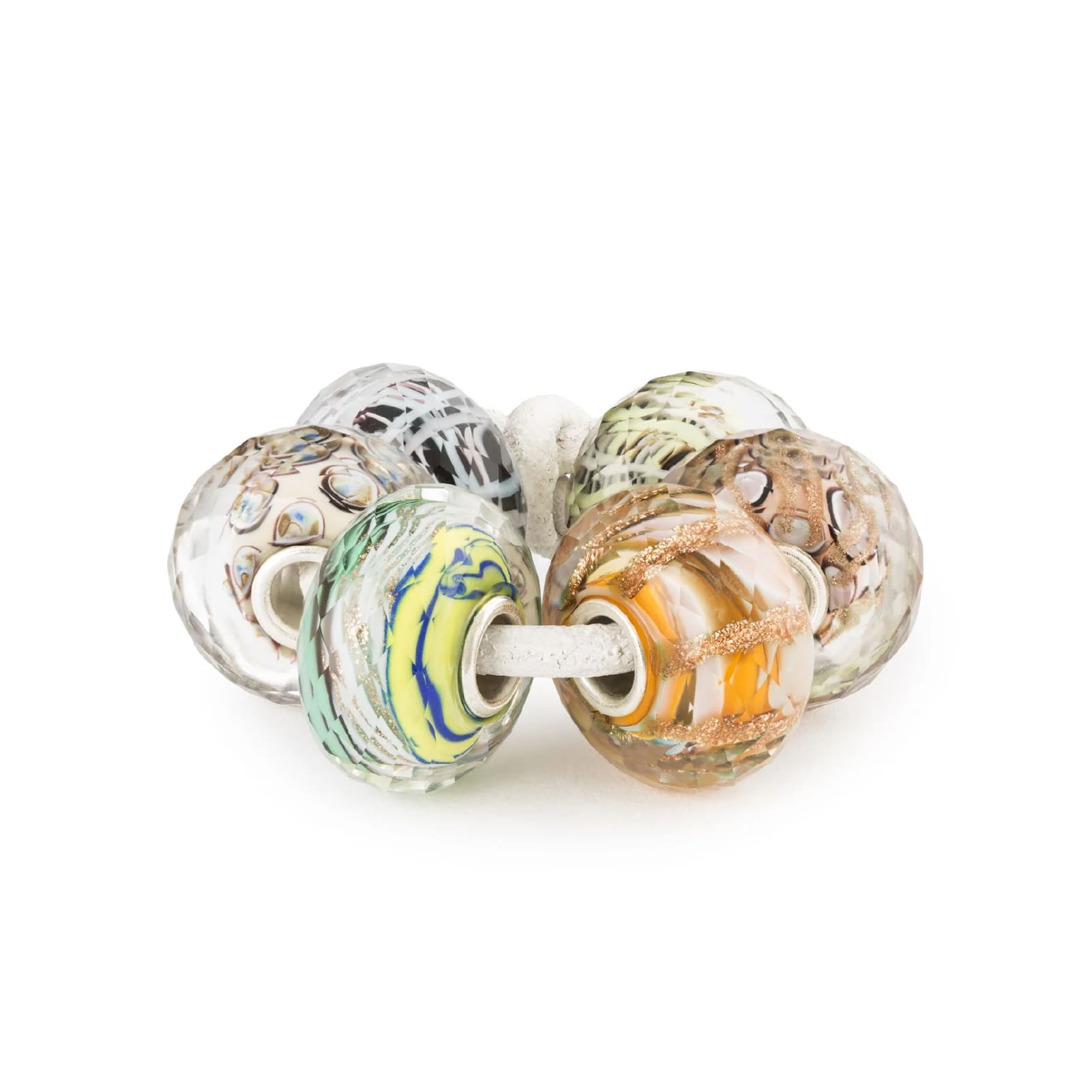 Set Trollbeads di 6 Beads in vetro colorato dell' attenzione MISURA UNICA