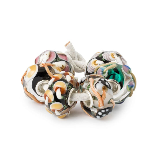 Set Trollbeads di 6 Beads in vetro tesori della foresta MISURA UNICA