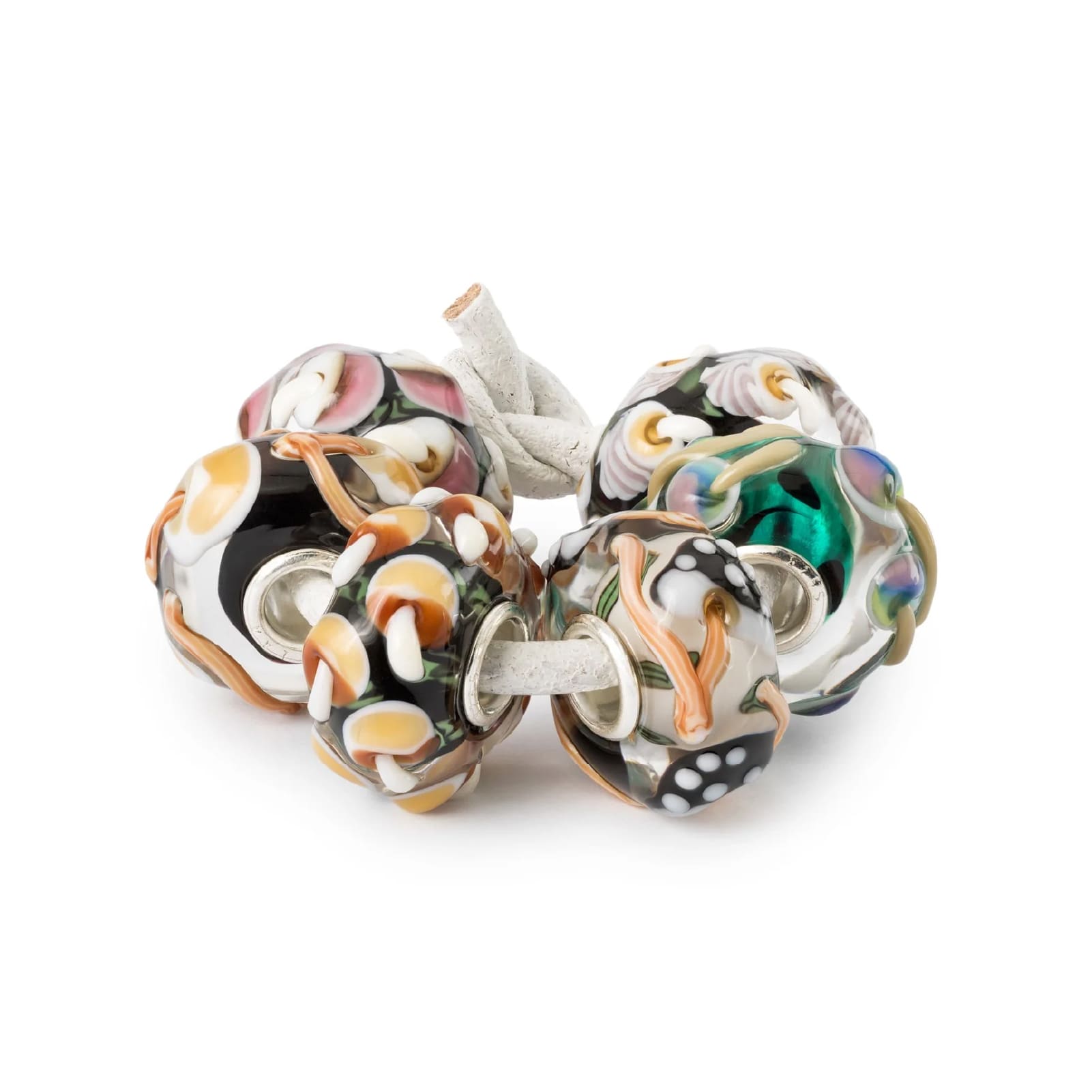 Set Trollbeads di 6 Beads in vetro tesori della foresta MISURA UNICA