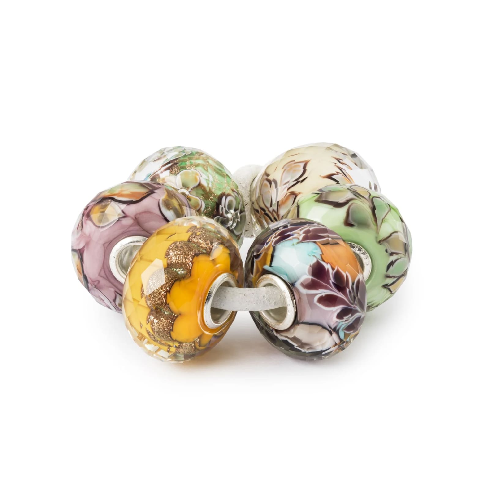 Set Trollbeads di 6 Beads vetro colorato vita nella natura MISURA UNICA