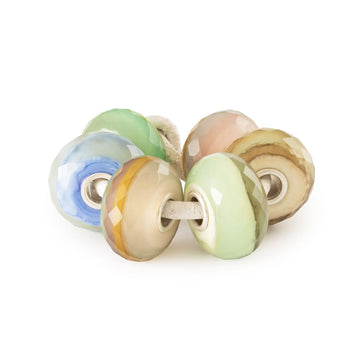 Set Trollbeads di 6 Beads in vetro colorato gemme d'acqua MISURA UNICA