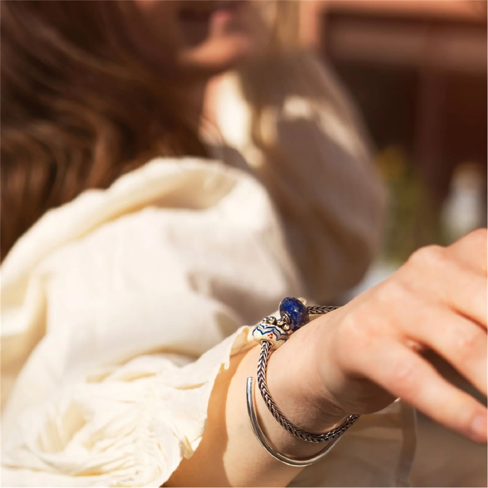 Beads da donna Trollbeads in argento luce fiori avorio MISURA UNICA