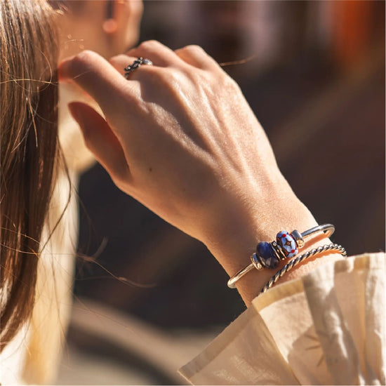 Beads da donna Trollbeads in argento porcellana azzurra MISURA UNICA