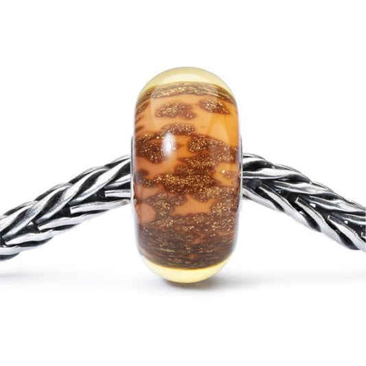 Beads donna Trollbeads in argento con vetro dorato MISURA UNICA