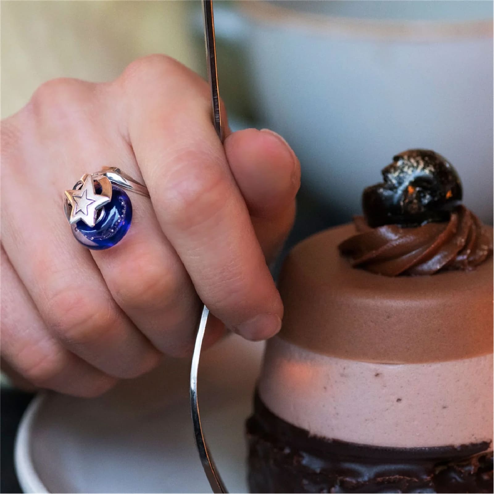 Beads da donna Trollbeads in argento con vetro blu MISURA UNICA