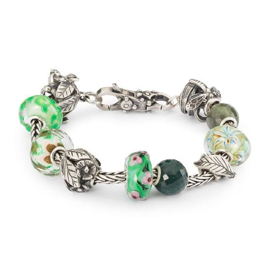 Beads donna Trollbeads argento e vetro roseto incantato MISURA UNICA