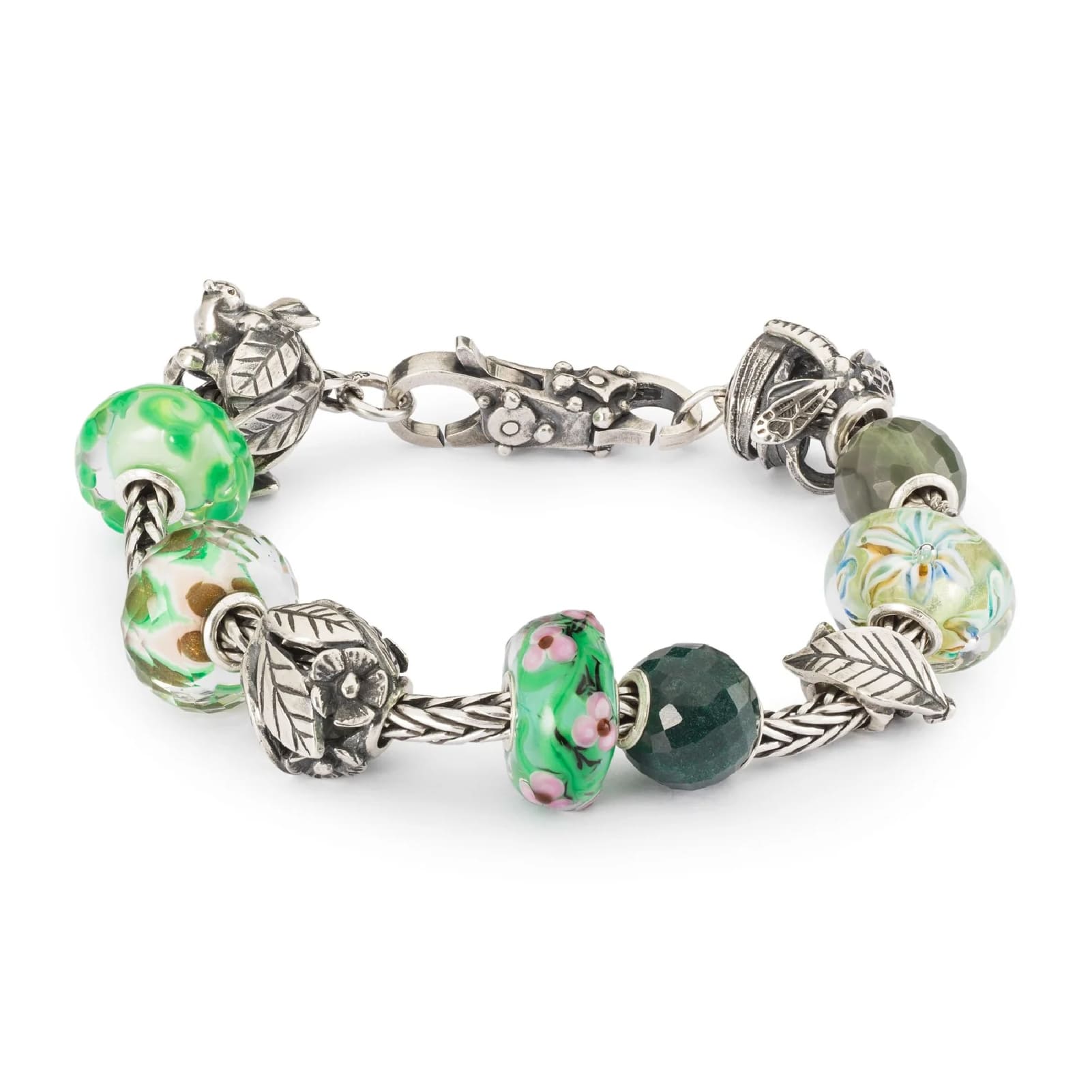 Beads donna Trollbeads argento e vetro roseto incantato MISURA UNICA