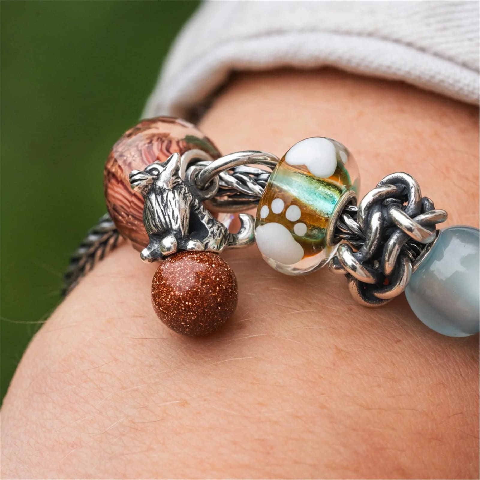 Beads da donna Trollbeads argento e vetro con zampina MISURA UNICA