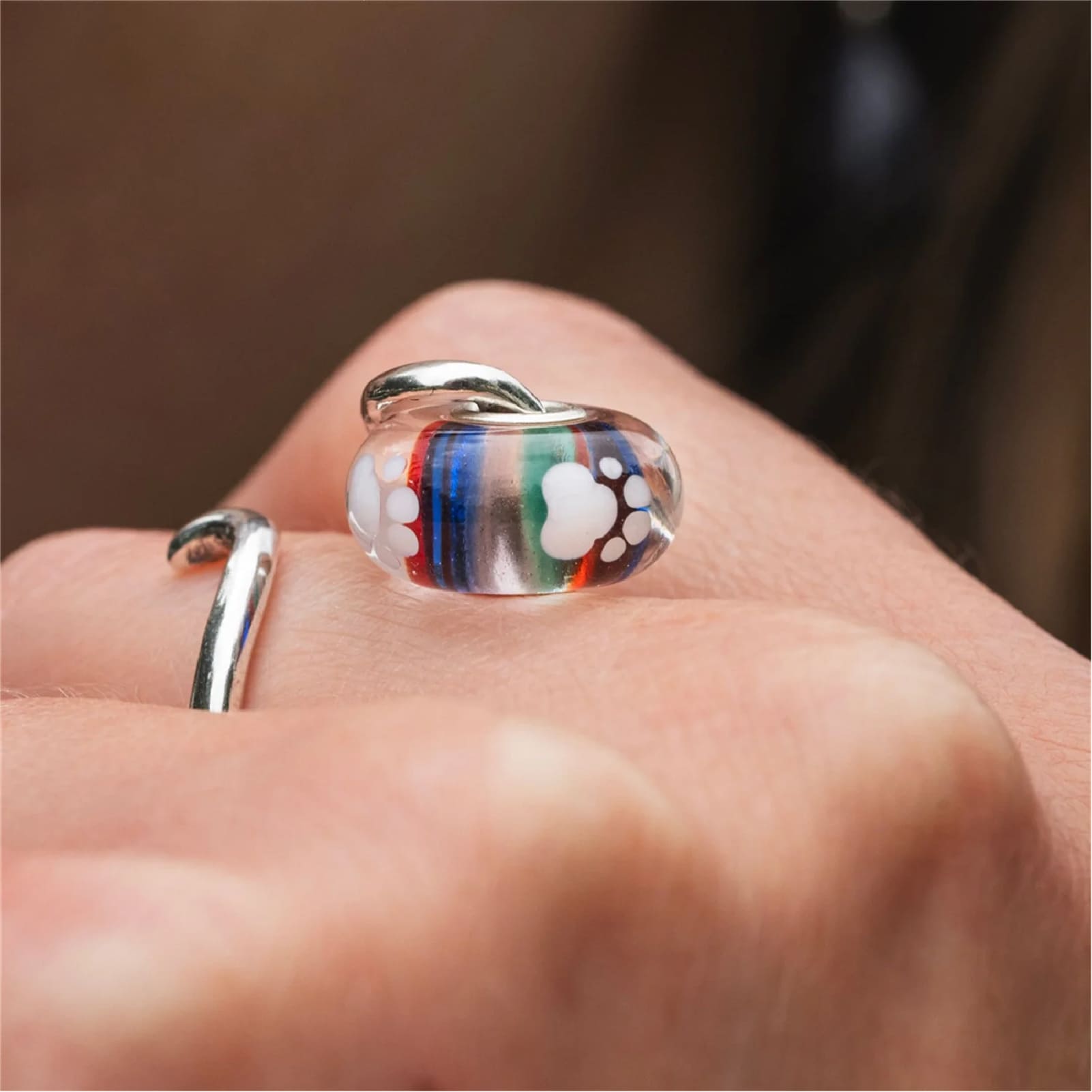 Beads da donna Trollbeads argento e vetro con zampetta MISURA UNICA