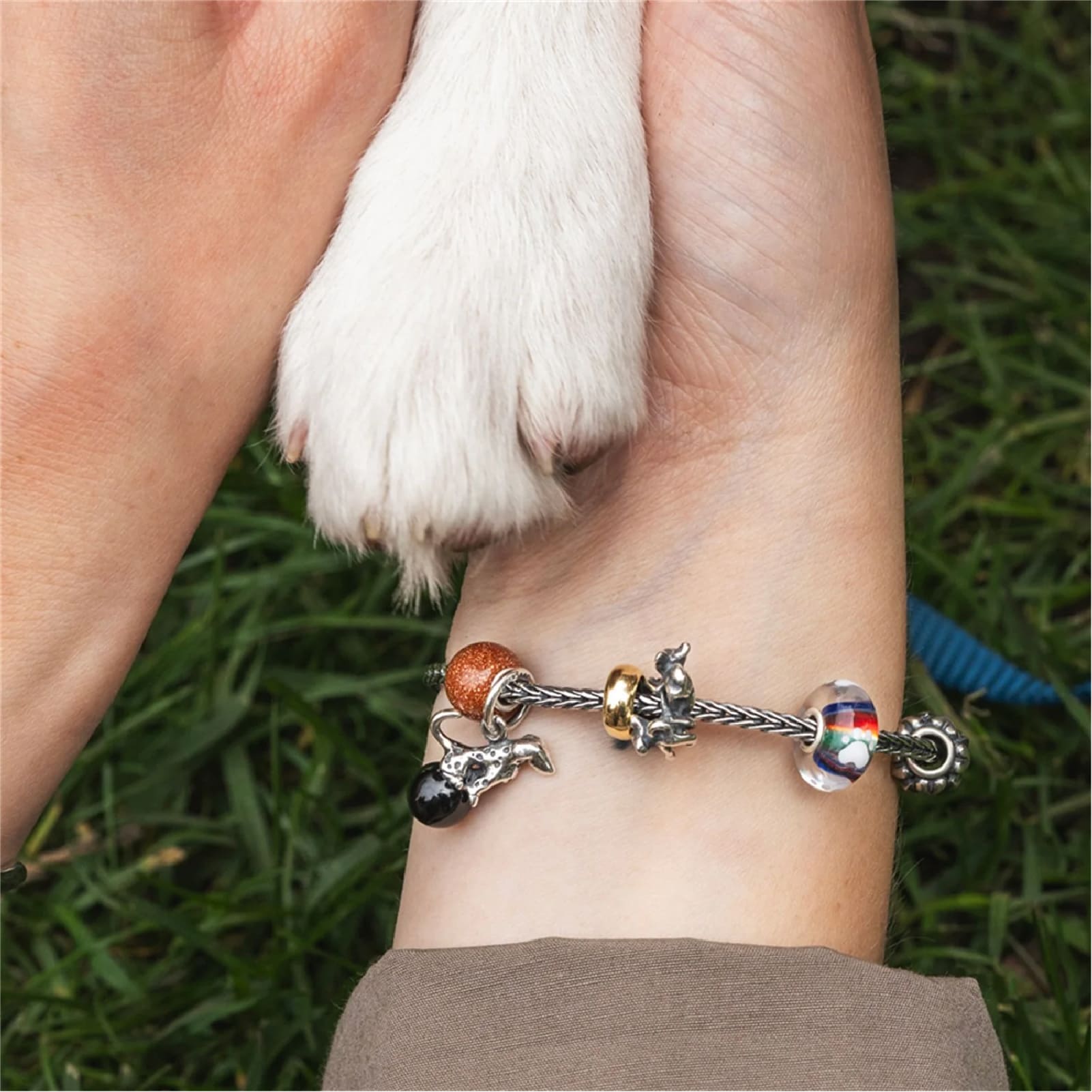 Beads da donna Trollbeads argento e vetro con zampetta MISURA UNICA