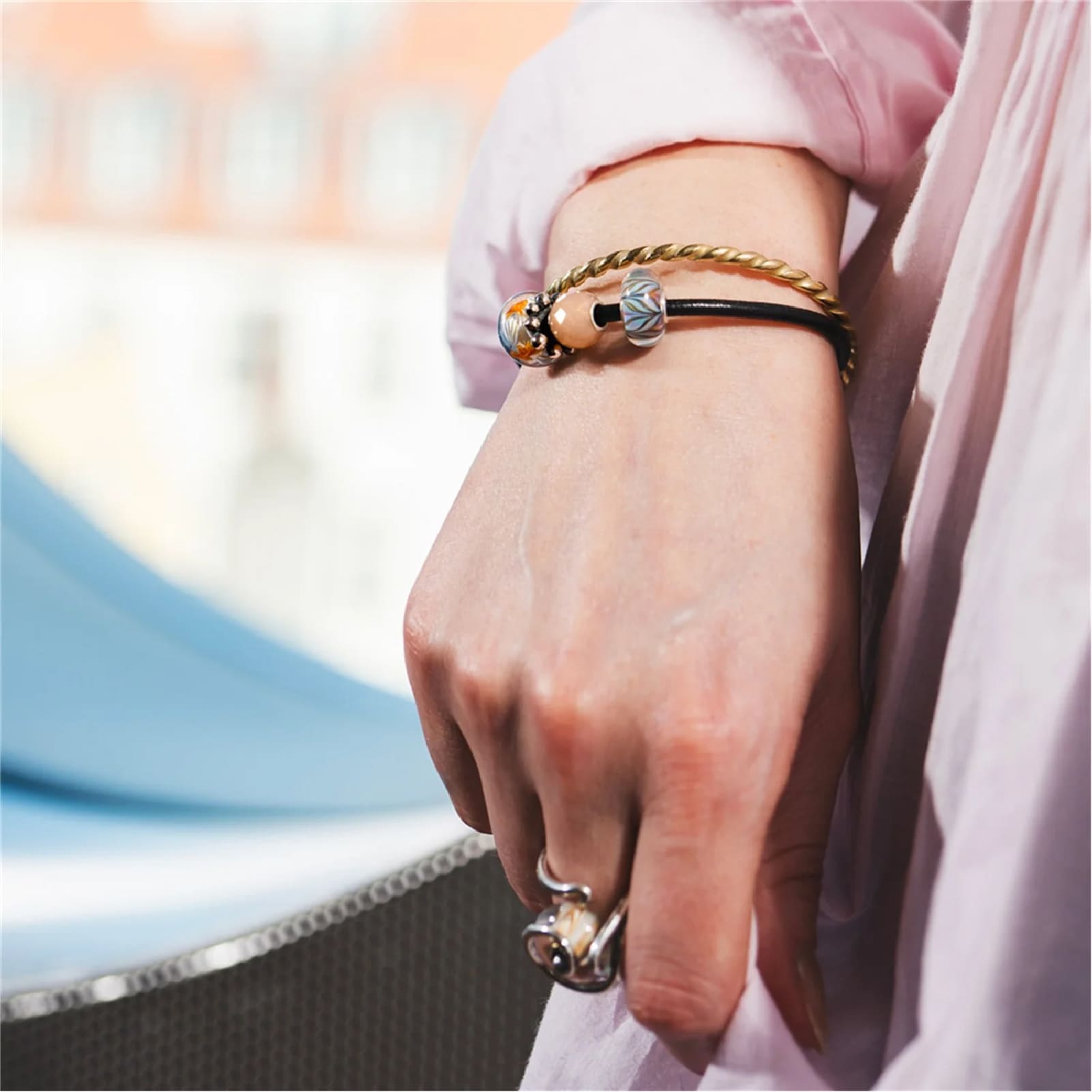 Beads da donna Trollbeads in vetro con disegno di marea MISURA UNICA