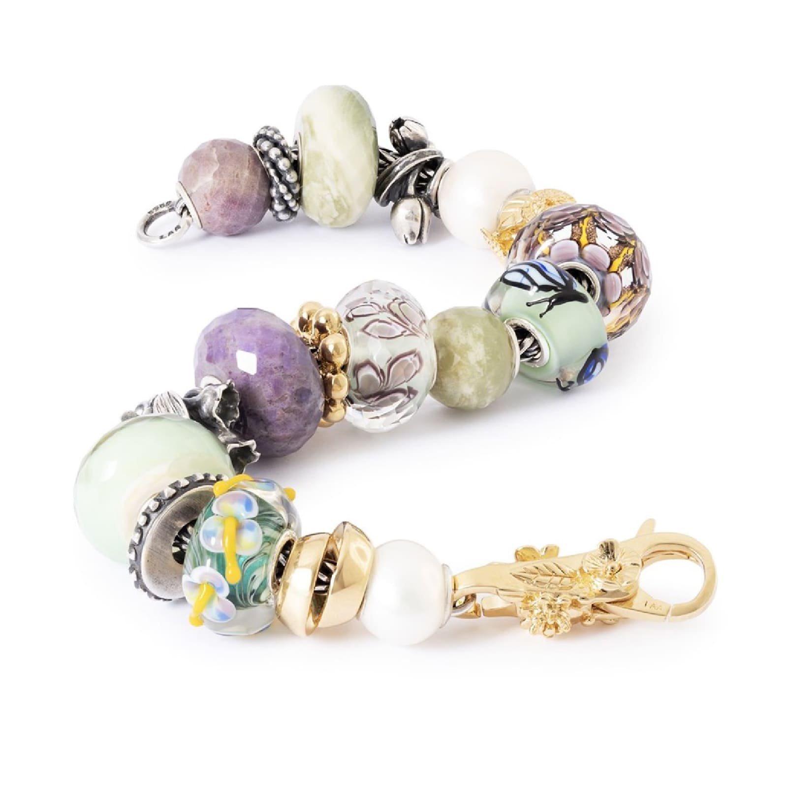 Beads Trollbeads Fiori Fatati in argento e vetro multicolor MISURA UNICA