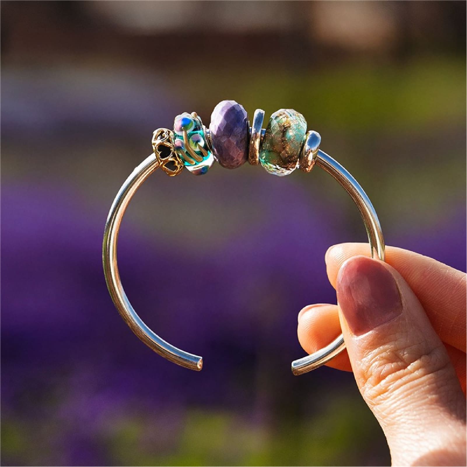 Beads Trollbeads Fiori Fatati in argento e vetro multicolor MISURA UNICA
