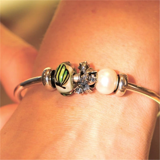 Beads Trollbeads Farfalla della Foresta in argento e vetro MISURA UNICA