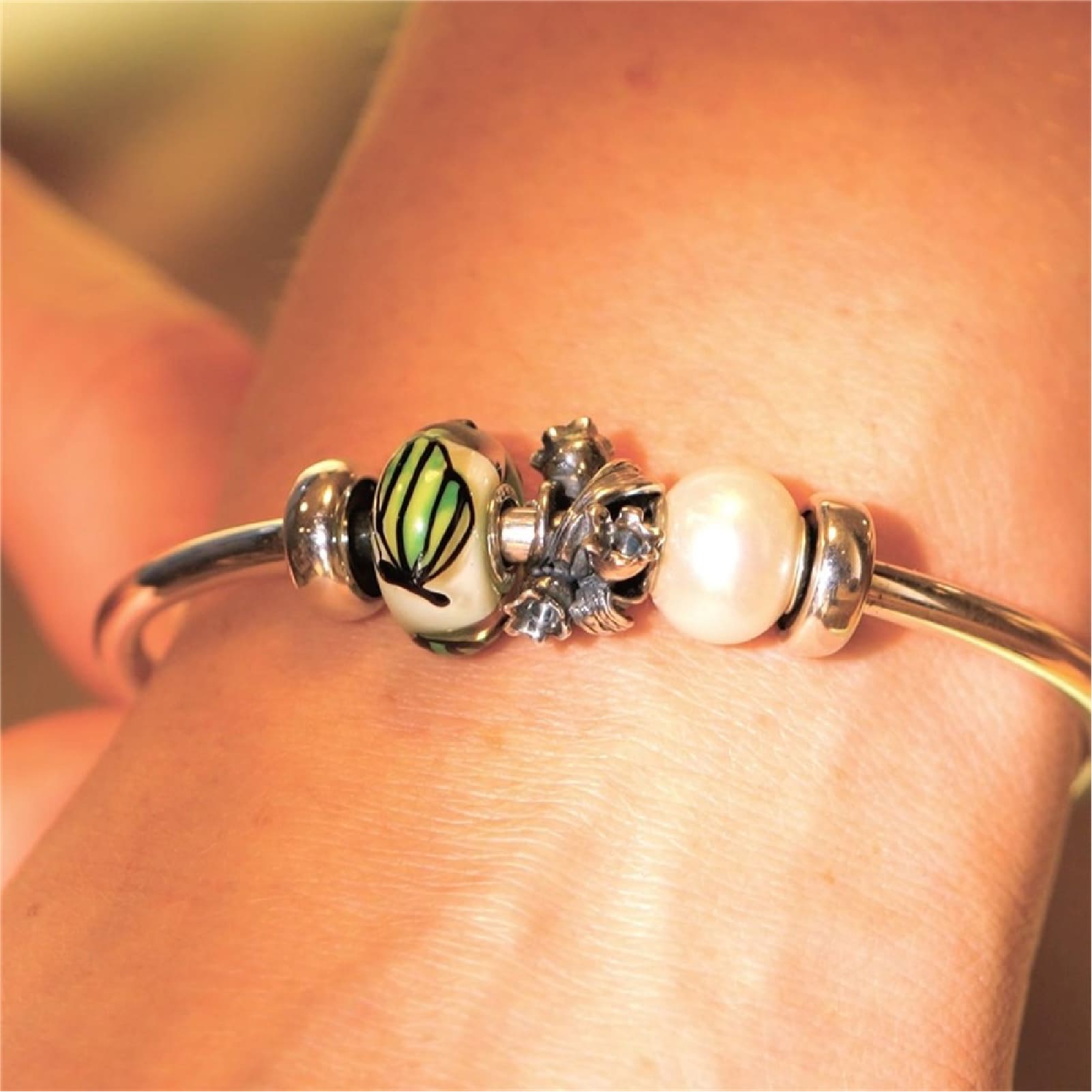 Beads Trollbeads Farfalla della Foresta in argento e vetro MISURA UNICA