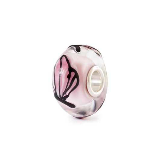 Beads Trollbeads Farfalla dei Fiori in argento e vetro rosa MISURA UNICA