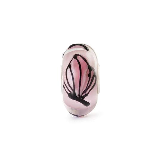 Beads Trollbeads Farfalla dei Fiori in argento e vetro rosa MISURA UNICA