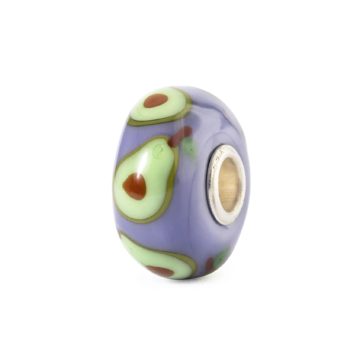 Charm Trollbeads in argento e vetro viola con avocado verde MISURA UNICA