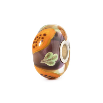 Charm Trollbeads in argento e vetro viola e papaya arancione MISURA UNICA