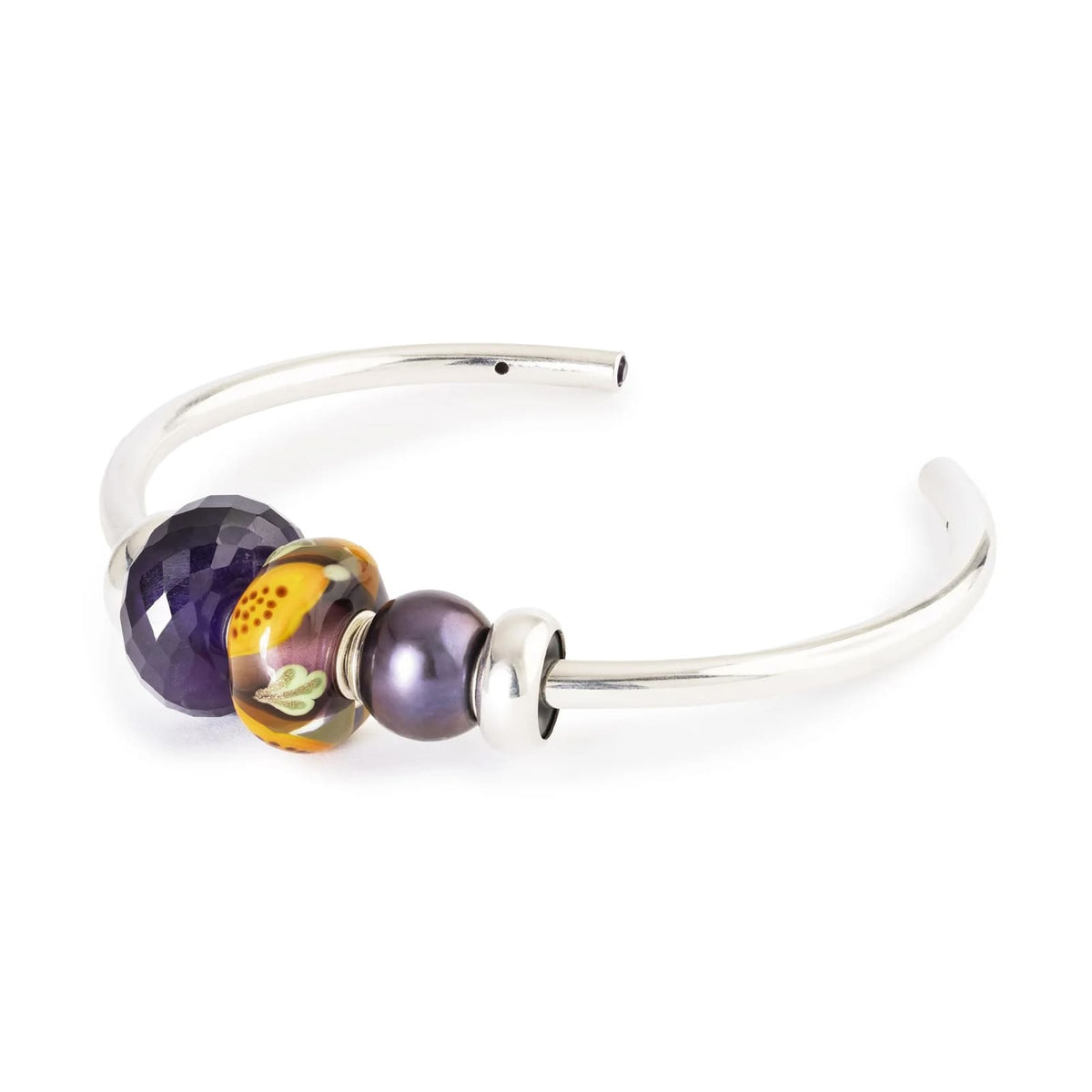 Charm Trollbeads in argento e vetro viola e papaya arancione MISURA UNICA