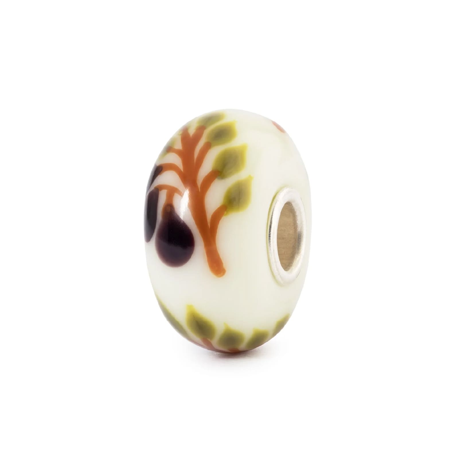 Charm Trollbeads in argento e vetro bianco con fico colorato MISURA UNICA