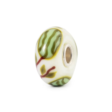 Charm Trollbeads in argento e vetro bianco con anguria verde MISURA UNICA